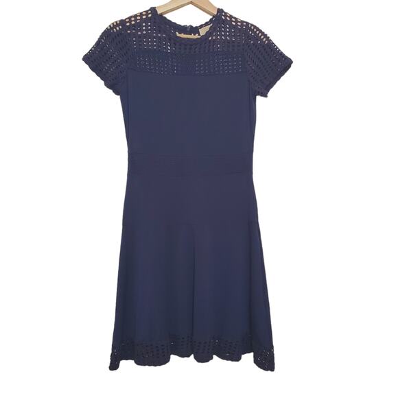 Michael Kors | Soft Mesh Panel Fit and Flare Stretch Dress - Picture 2 of 12